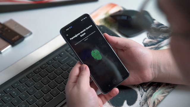 スマホに指紋認証の画面